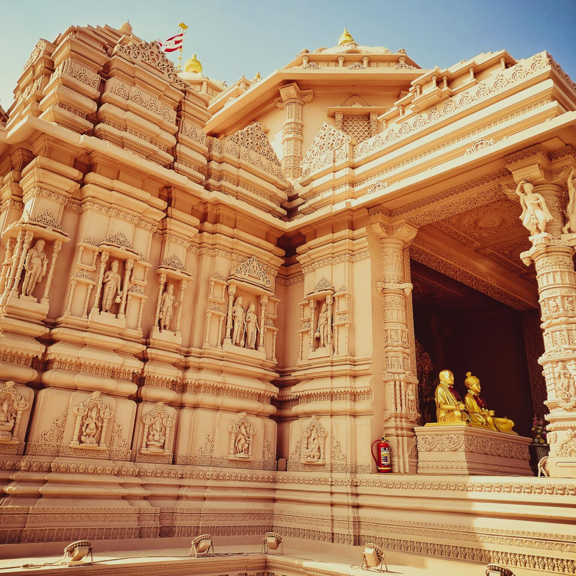 Details on the Facade of a Temple Swaminarayan Akshardham in Delhi, India